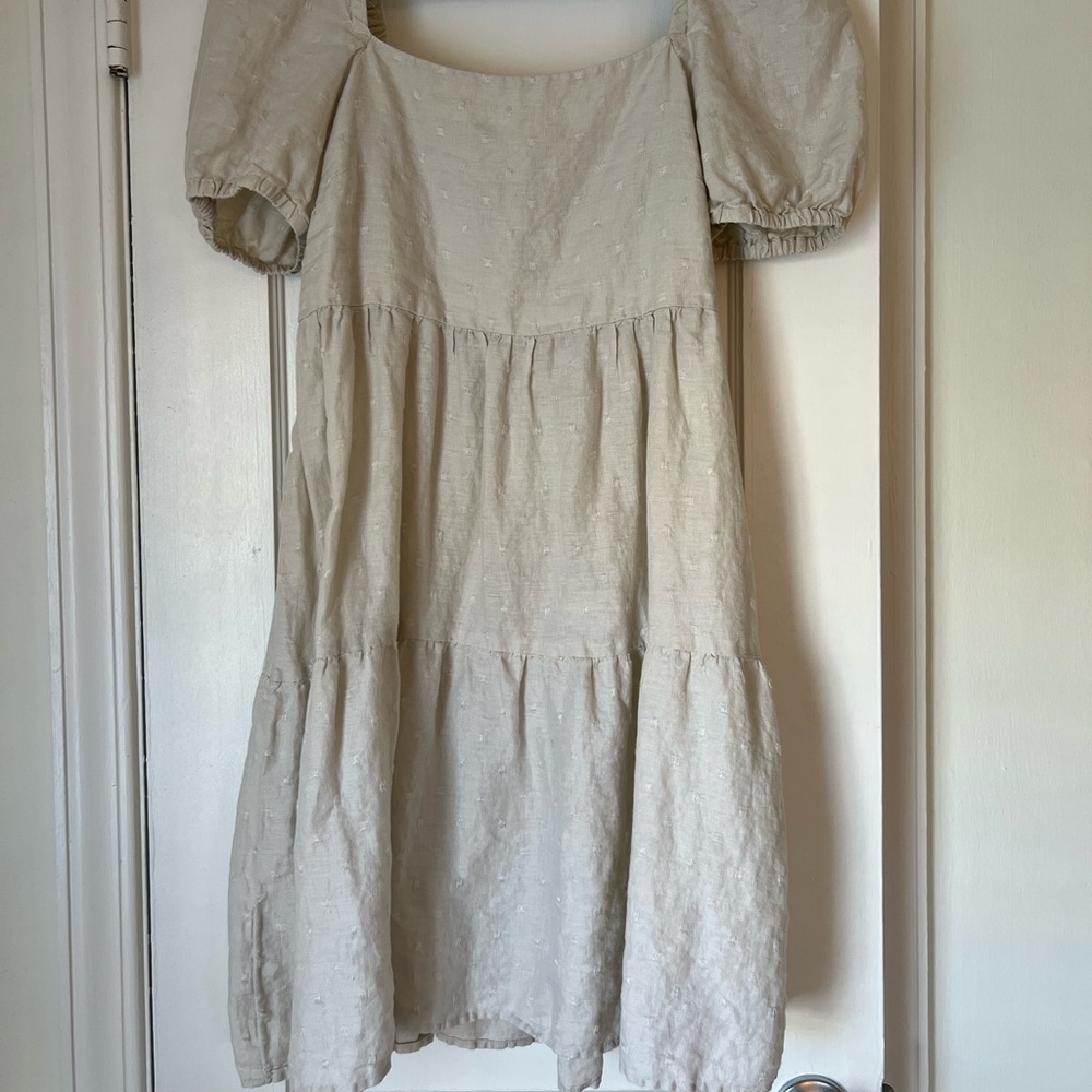 Mango ruffled linen dress, size 6